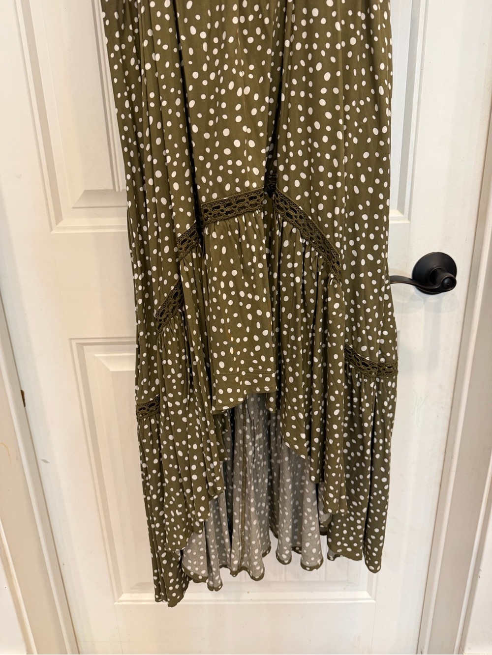 Beyond The Radar Olive Polka Dot High-Low Dress - Picture 4 of 7